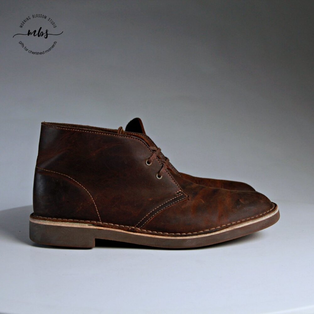 Clarks Bushacre 2 Chukka Lace Up Leather Boots Brown Beeswax‎ Men 10
